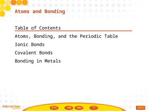 PPT Table Of Contents Atoms Bonding And The Periodic Table Ionic