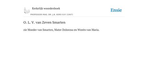 O L V Van Zeven Smarten De Betekenis Volgens Kerkelijk Woordenboek