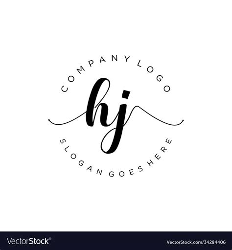 Initial Hj Handwriting Logo With Circle Template Vector Image