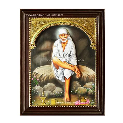 Sandiv Art Gallery Shirdi Sai Baba Tanjore Painting 22 Carat Gold Sai