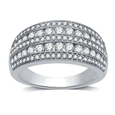 Womens 2mm 1 Ct Tw Genuine White Diamond 10k White Gold Anniversary