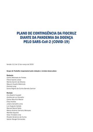 Plano De Contingencia Corona Final 2020 Fiocruz PDF