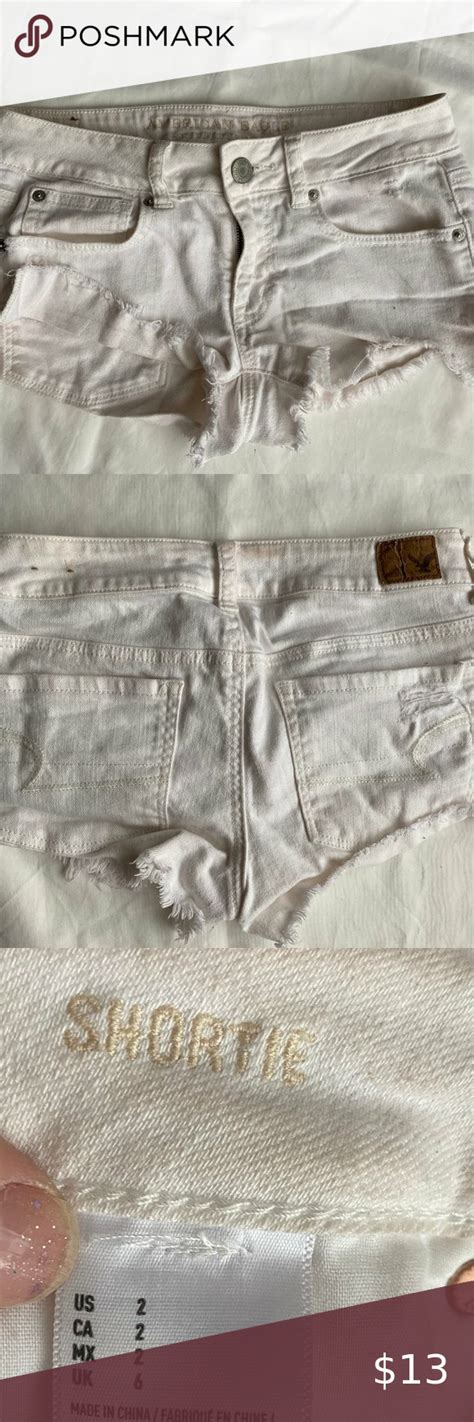 AEO White Shortie Stretch Shorts Sz 2 Stretch Shorts American Eagle