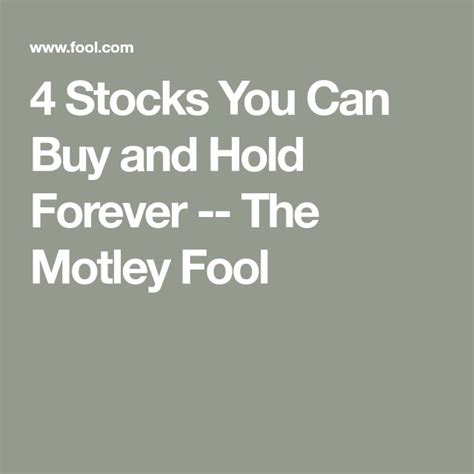 4 Stocks You Can Buy And Hold Forever The Motley Fool The Motley Fool Hold On Money Financial