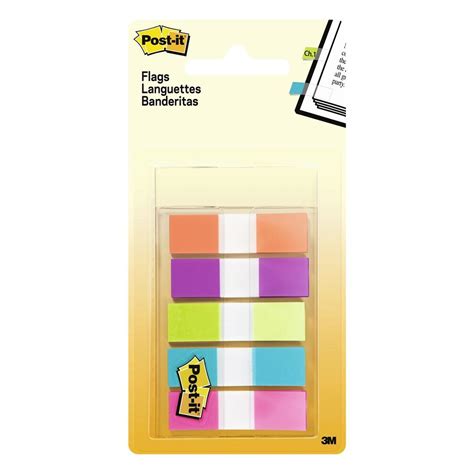 Post-it® Flags, 0.5" Wide, Assorted Bright Colors, 100 Flags/Pack (683