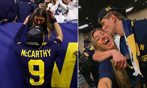 Michigan Quarterback Jj Mccarthy Shares A Celebratory Kiss With