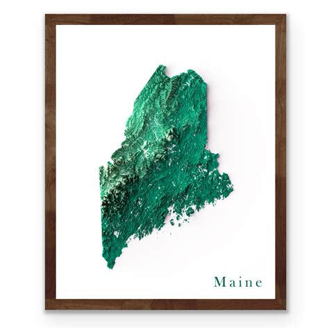 Maine Shaded Relief Map Multiple Styles Etsy