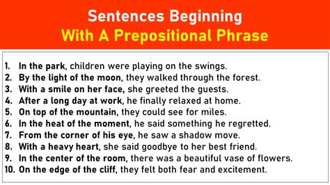 10 Examples Of Sentences Beginning With A Prepositional Phrase Engdic