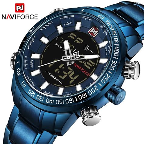 Naviforce Reloj Deportivo De Lujo Para Hombre Cron Grafo Digital Con