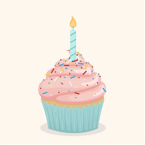 Cupcake with candle. 13483354 Vector Art at Vecteezy