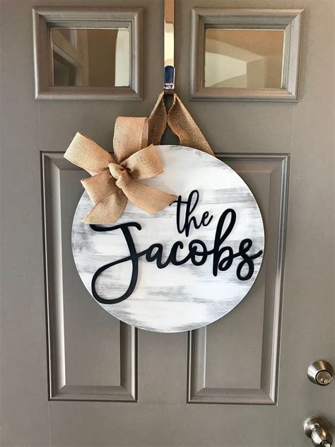 Personalized Door Hanger Last Name Sign Custom Name Door Sign Front