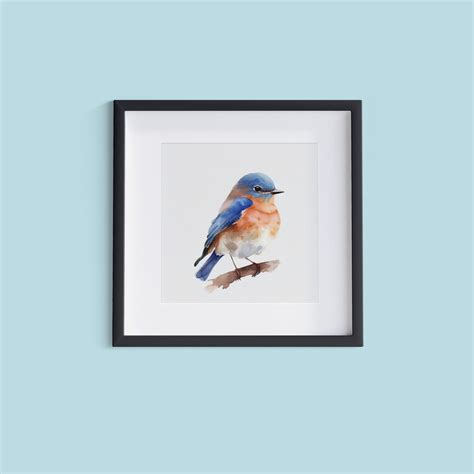 Eastern Bluebird Watercolour Painting Printable Wall Art Digital