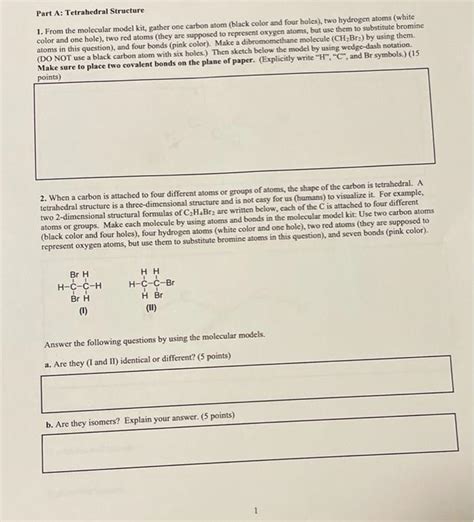 Solved Part A Tetrahedral Structure From The Molecular Chegg