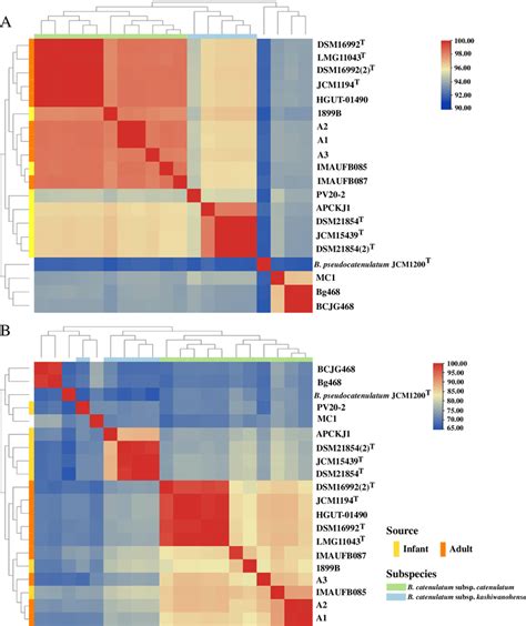 Heatmap Of Ani A And Tni B Based On The Sequences Of Genomes