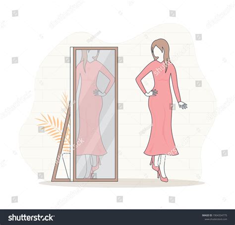 Cartoon Color Character Person Woman Narcissist Stock Vector Royalty