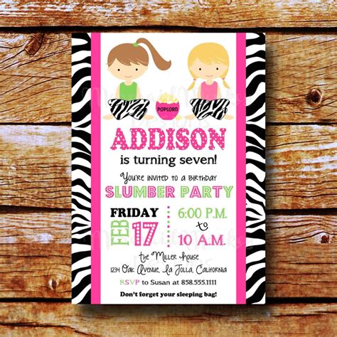 Slumber Party Invitation Sleepover Birthday Party Invitation Birthday