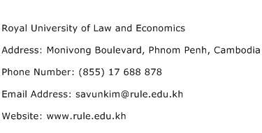 Royal University of Law and Economics Address, Contact Number of Royal ...