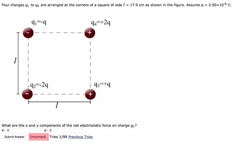 Solved Four Charges Q1 To Q4 Are Arranged At The Corners Of