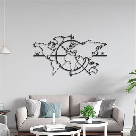 Metal World Map Metal Wall Decor Metal Wall Art World Map Etsy