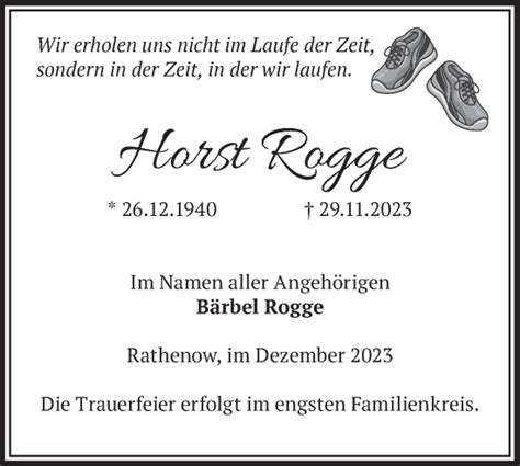 Traueranzeigen Von Horst Rogge M Rkische Onlinezeitung Trauerportal