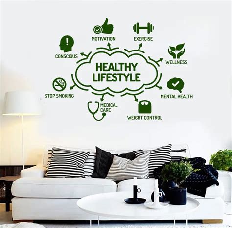 Newest Design Vinyl Wall Decal Healthy Lifestyle Sport Health Quotes