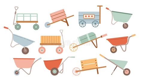 Garden Wagon Cartoon Vector Illustration On White Background Farm