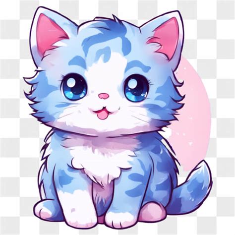 Baixe Imagem Kawaii De Gato Azul E Branco Sob A Lua Cheia Creative