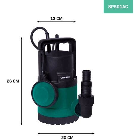 VONROC Pompa Sommersa Pompa Ad Immersione 300W 6500l H Per Acqua