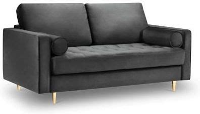 Beso Sofa Dwuosobowa Santo Aksamit Ciemno Szara Na Złotych Nóżkach 8761