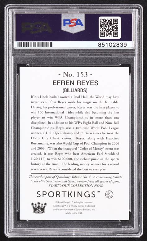 efren bata reyes signed  sportkings volume  light blue  psa