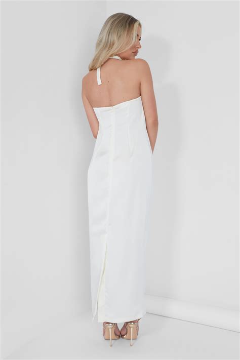 Bandeau Satin Maxi Dress Oyster Kaiia