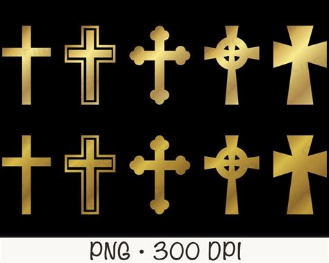 Gold Cross Png Gold Cross Clipart Gold Crosses Overlay Etsy