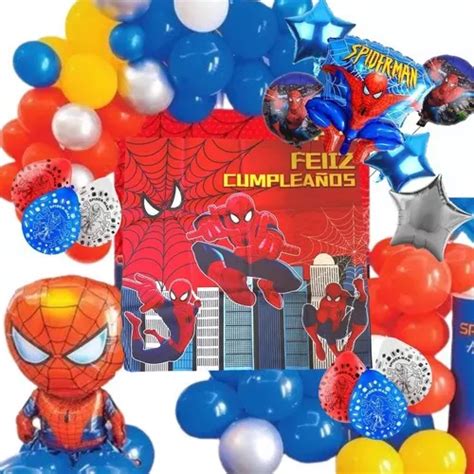 Set Decoración Cumpleaños Spiderman Globos Látex Metalizados MercadoLibre