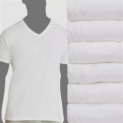 Hanes Classic Mens White V Neck T Shirt P6 For Sale Online Ebay