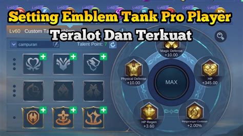 Tutorial Cara Setting Emblem Tank Teralot Dan Terkuat 2023 Setting