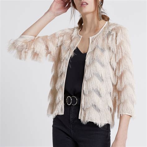 Cream Fringe Jacket Coats For Women Coats Jackets Women