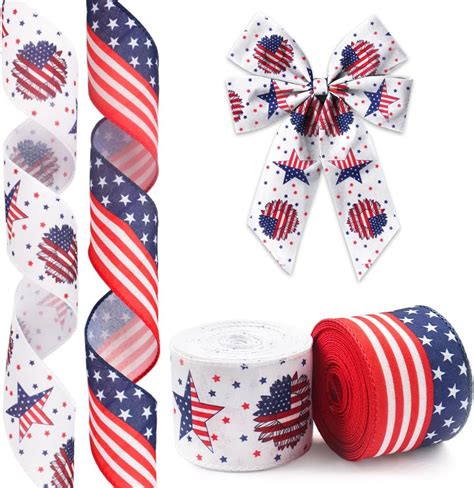 Amazon Hying Rolls Patriotic Ribbons For Wreath Bow Wrapping