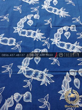 Jual Kain Batik Tulis Warna Alam Bahan Baju Floral Indigo Biru