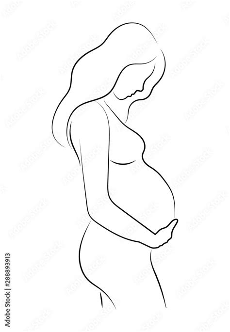 Contour Of Nude Pregnant Woman Outlines Of The Body Of A Pregnant Girl