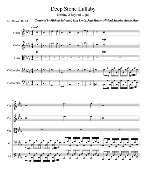 Deep Stone Lullaby Sheet Music For Violin Viola Cello String Quintet