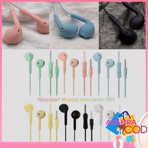 Jual Azahra Headset Macaron Matte Color U Hifi Handsfree Mate