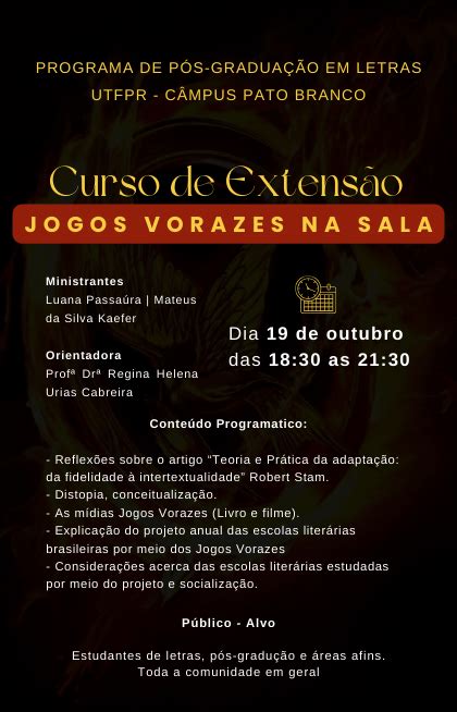 Curso De Extens O Jogos Vorazes Em Sala De Aula