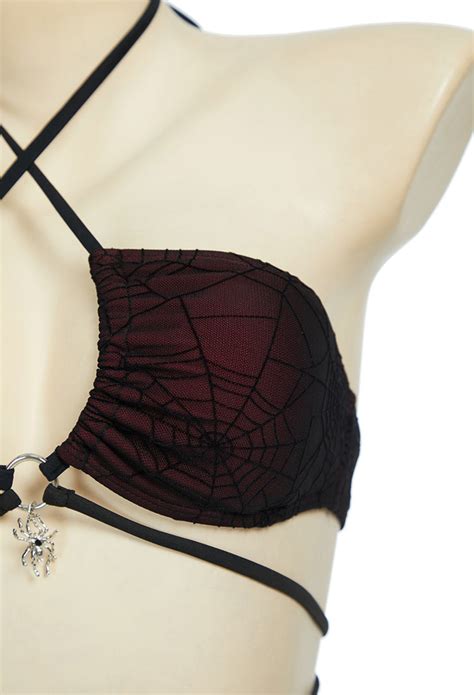 Pretty Crawler Gothic Swimsuit Gothic Swimwear Spider Web Swimwear Set Top Quality Bikini
