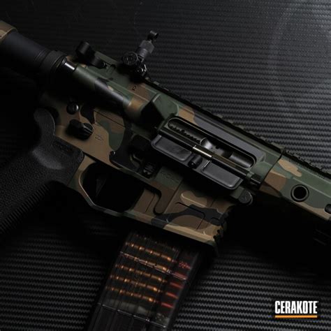 Woodland Camo Ar 15 Cerakoted Using Highland Green Graphite Black And