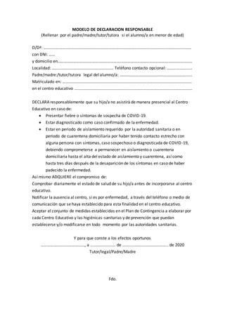 Modelo De Declaracion Responsable Pdf