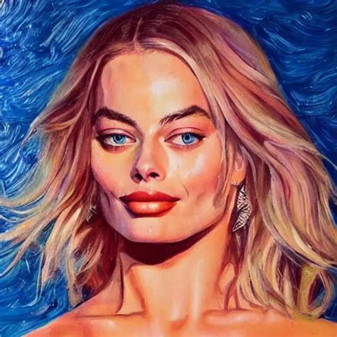 A Painting Of Margot Robbie By A Famous Painter Award Stable