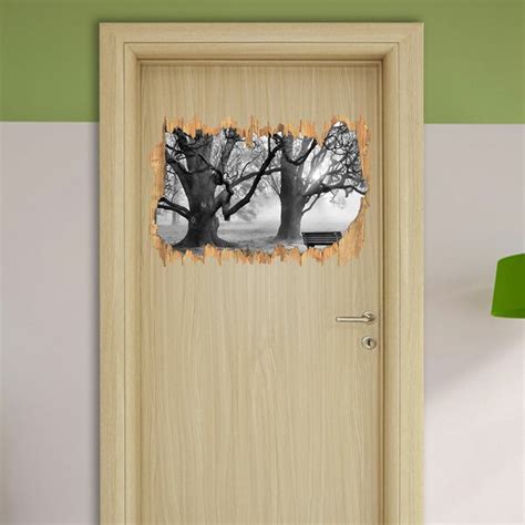 East Urban Home Wandtattoo Baum Und Bank Im Nebel In Monochrom Wayfair De