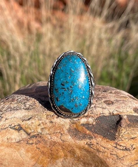 Ithaca Peak High Grade Blue Turquoise With Pyrite Ring Sterling Silver