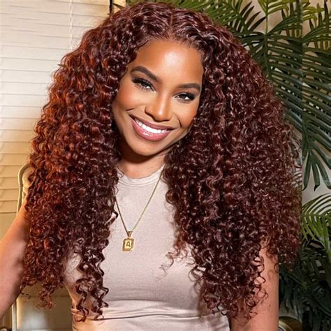 Tuneful 33 Auburn Colored 13x6 13x4 5x5 Lace Front Closure Human Hair Wigs Jerry Curly Wigs 180