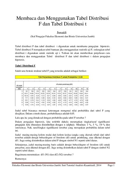 Distribusi Nilai T Tabel Statistik Neofotografi